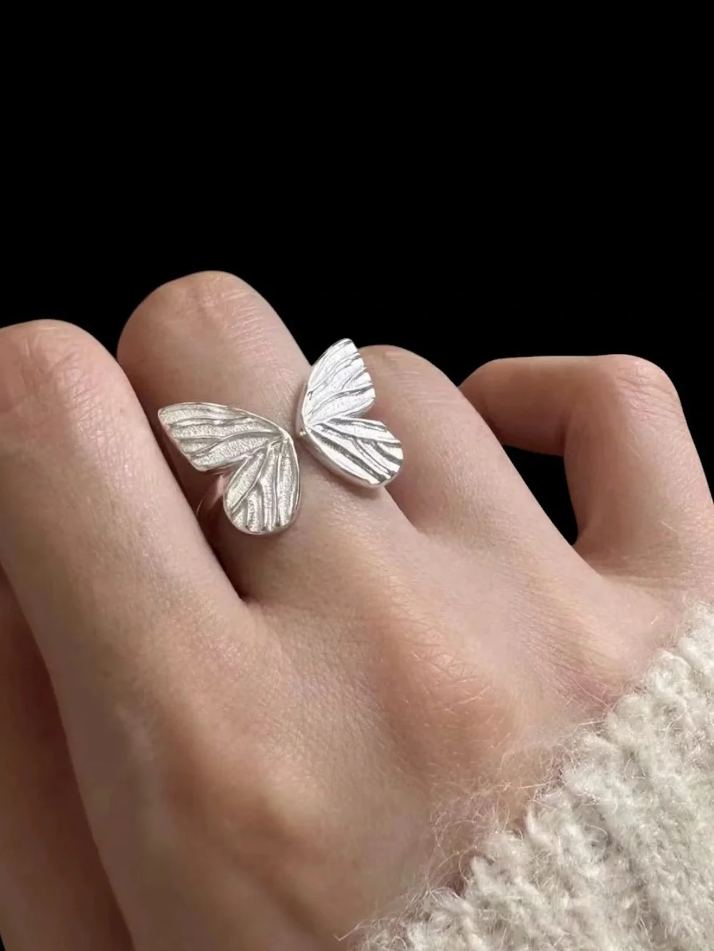 925 Sterling Silver Butterfly Open Ring